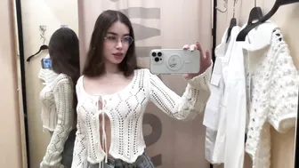 [4K] Try On Haul At The Mall with Laurel | See-Through Clothes #6