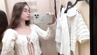 [4K] Try On Haul At The Mall with Laurel | See-Through Clothes #8