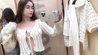 [4K] Try On Haul At The Mall with Laurel | See-Through Clothes #9