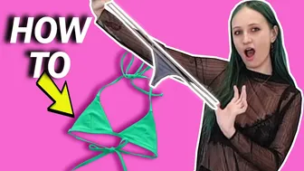 DIY and TRY ON: How to make a bra from bikini bottoms #1