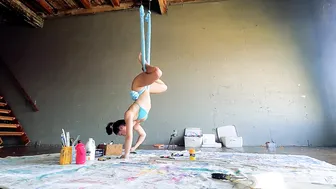 Painting Upside Down in Yoga Silk Hammock - My Final Creative Moment in my Art Studio #10