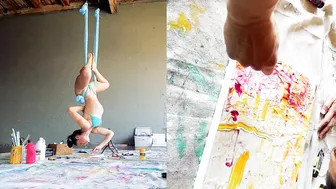 Painting Upside Down in Yoga Silk Hammock - My Final Creative Moment in my Art Studio #2