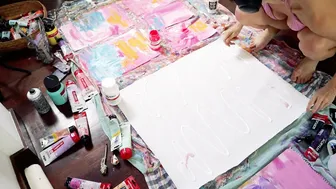 Pink & Green Pastel Sunset: Abstract Painting Timelapse with Commentary #4