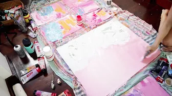 Pink & Green Pastel Sunset: Abstract Painting Timelapse with Commentary #5