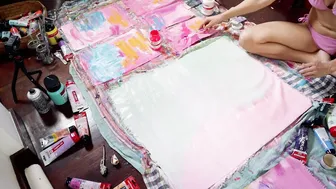 Pink & Green Pastel Sunset: Abstract Painting Timelapse with Commentary #7