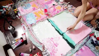 Pink & Green Pastel Sunset: Abstract Painting Timelapse with Commentary #8