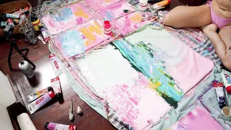 Pink & Green Pastel Sunset: Abstract Painting Timelapse with Commentary #9