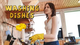 WASHING DISHES IN YELLOW RUBBER GLOVES | cleaning motivation | Tanya Swizift