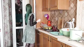 Cleaning with my Friend Ghost! True vegetable lovers! #5