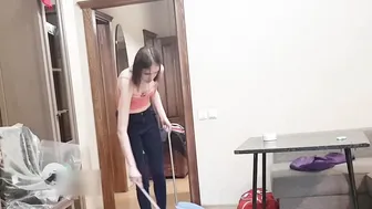 SWEEPING THE FLOOR with a broom LIKE A WITCH #10