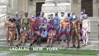 BODY PAINTED MODELS AT THE NYC PUBLIC LIBRARY