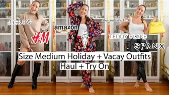 Curvy Size Medium Holiday + Vacay Outfits Haul + Try On [Teddy Blake/Abercrombie/Spanx/Amazon/JCrew]