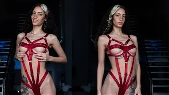 Passionate Elegance Unveiled: Carolina's Sultry Review of a Wide Strappy Red Lingerie by Kaei&Shi #1