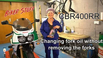 CBR400RR fork oil change without removing the forks