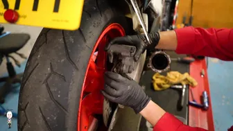 CBR400RR rear brake cleaning cleaning and flushing #6