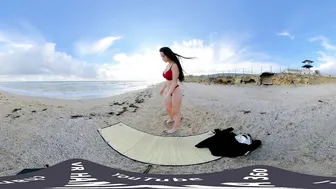 Girl came to the beach to admire the sea | virtual reality 4K #7