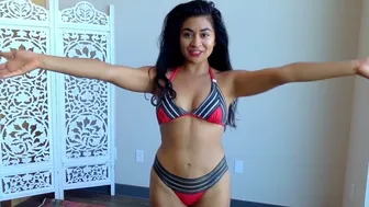 Colombian Woman Doing Bikini Yoga