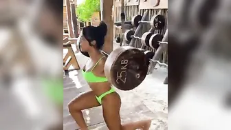 Outdoor Gym Workout In Bright Green Bikini #8