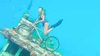 Thong Bikini Free Diving Onto A Bicycle #10