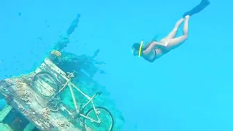 Thong Bikini Free Diving Onto A Bicycle #6