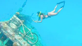 Thong Bikini Free Diving Onto A Bicycle #7