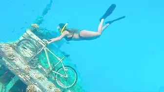 Thong Bikini Free Diving Onto A Bicycle #8