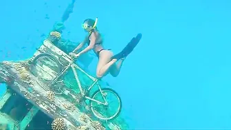 Thong Bikini Free Diving Onto A Bicycle #9