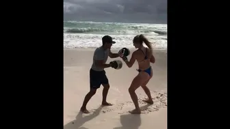 Beach Bikini Boxing Training (Rocky Theme)