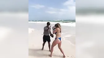 Beach Bikini Boxing Training (Rocky Theme) #10