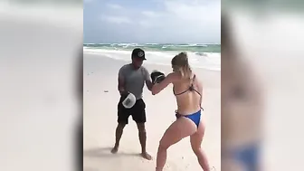 Beach Bikini Boxing Training (Rocky Theme) #3