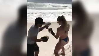 Beach Bikini Boxing Training (Rocky Theme) #4