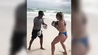 Beach Bikini Boxing Training (Rocky Theme) #5