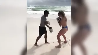 Beach Bikini Boxing Training (Rocky Theme) #7