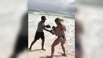 Beach Bikini Boxing Training (Rocky Theme) #8