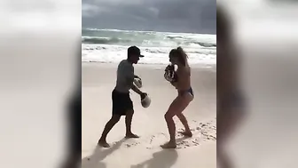 Beach Bikini Boxing Training (Rocky Theme) #9