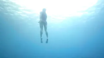 Free Diving In Blue Thong Bikini #6