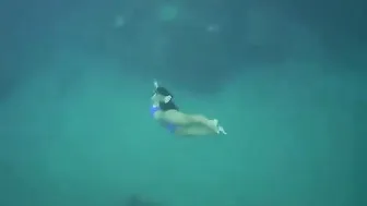 Free Diving In Blue Thong Bikini #7