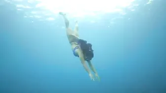 Free Diving In Blue Thong Bikini #9