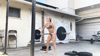 Sexy Bikini Woman Power Lifting Outdoors #6