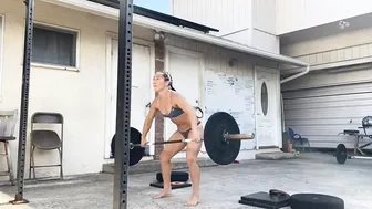 Sexy Bikini Woman Power Lifting Outdoors #8