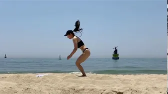 Korean Woman Black Bikini Beach Workout #1