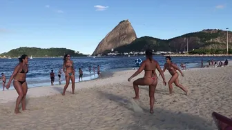 Brazilian Women Thong Bikini Foot Volley Practice #1