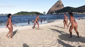 Brazilian Women Thong Bikini Foot Volley Practice #10