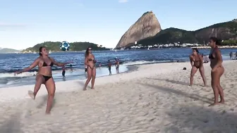 Brazilian Women Thong Bikini Foot Volley Practice #4