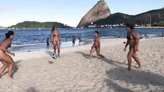 Brazilian Women Thong Bikini Foot Volley Practice #8