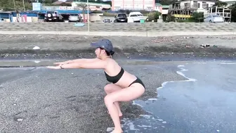 Beach Workout In Green Bikini (China) #10