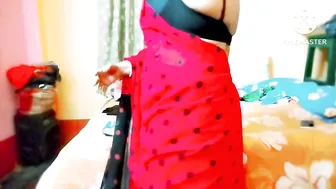 Saree Draping vlog ♥️♥️ Red and black beautiful saree Draping #sareedrapping #sareefashion #10