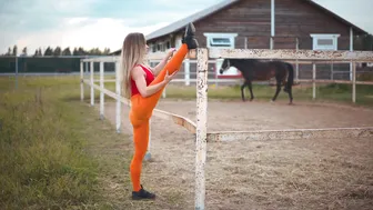 Harmonious Stretching: Yoga with Majestic Horses in 8K Nature #10