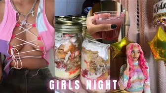 all pink girls night | games, food, cute drinks, fun, bts tik tok + more ♥️♥️ #1