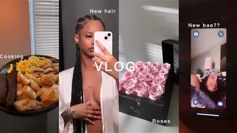 VLOG | cooking, new hair, he sent me roses, music playlist, muckbangs + new bae??!